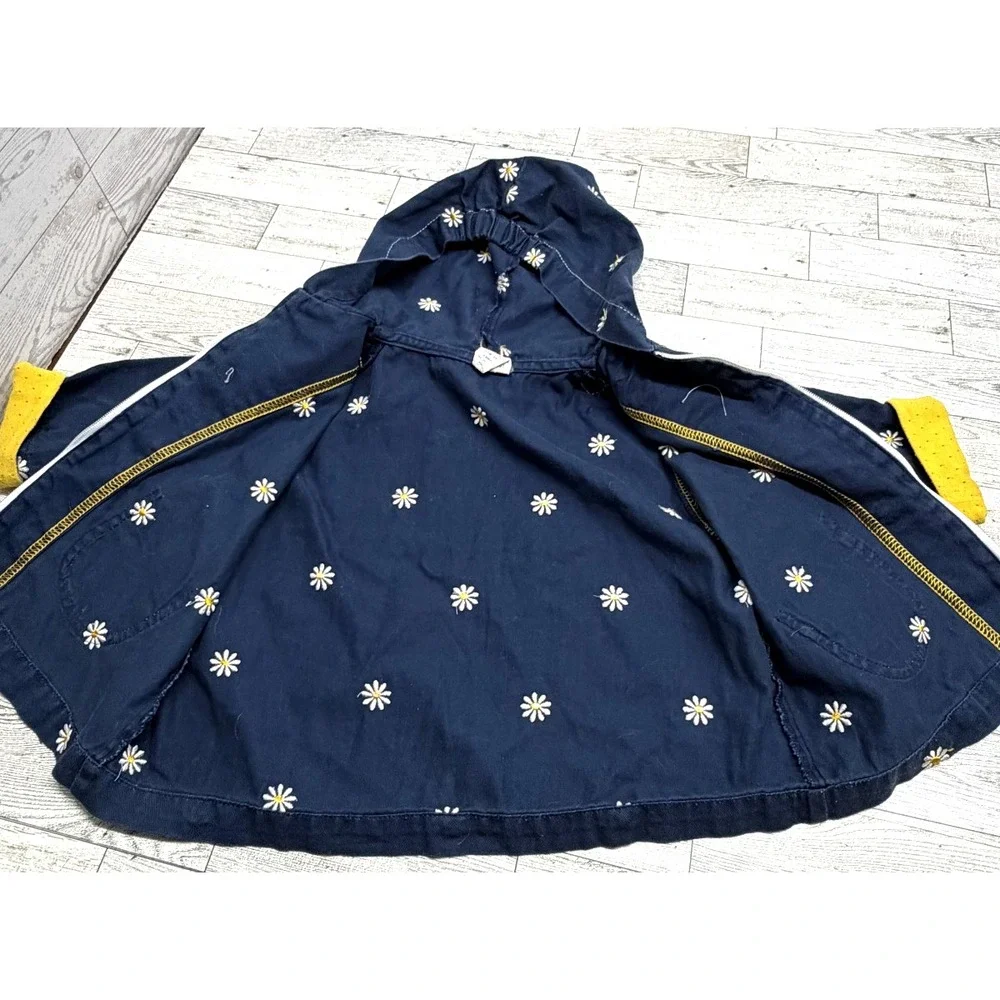Girls Vintage Jacket Blue Cotton Daisy Embroidered Flowers Spring Garden‎ 24 Mos